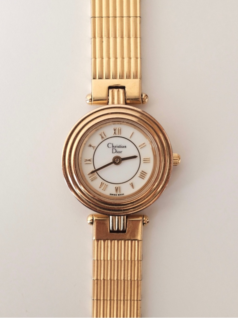 Vintage Christian Dior Gold Tone Round Dial Ladies Watch